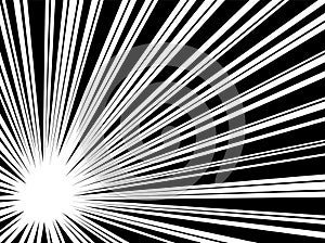 Comic book speed lines set, explosion effect. Abstract radial zoom speed light, motion background. Mega speed frame