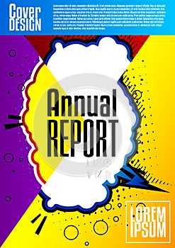 Comic book style annual report, business template design.