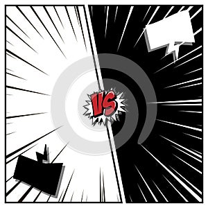 Comic styled background. Black-White versus, vector