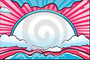 a comic book style background with clouds and sun rays
