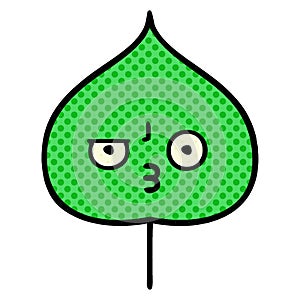 comic book style cartoon of a expressional leaf