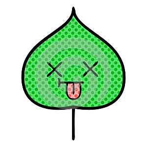 comic book style cartoon of a expressional leaf