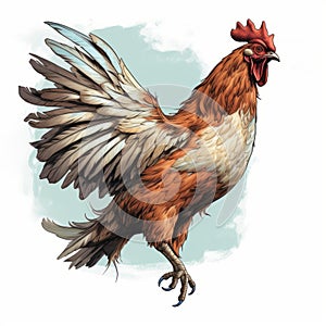 Comic Book Style Chicken In Flight Image By Travis Charest
