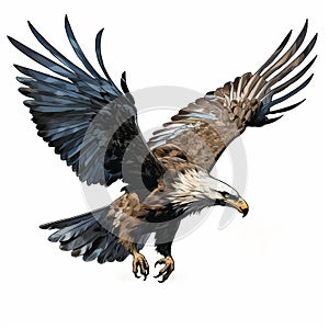 Comic Book Style Eagle In Flight Image By Travis Charest