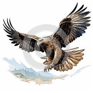 Comic Book Style Eagle In Flight Image By Travis Charest