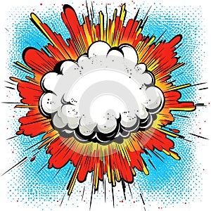 Comic Book Style Explosion with Blank Speech Bubble