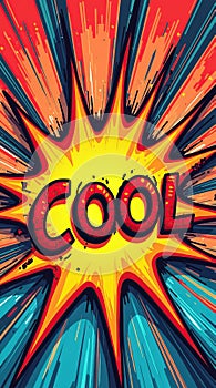 Comic book style explosion with the word 'cool
