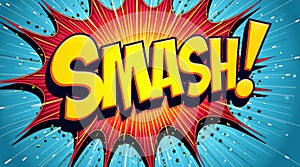 Comic book style explosion with the word smash