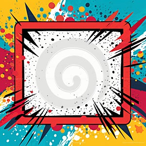 comic book style frame on a colorful background