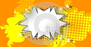 Comic book style Pop art Speech Bubble. White space for text on colored background. Cartoon backdrop.