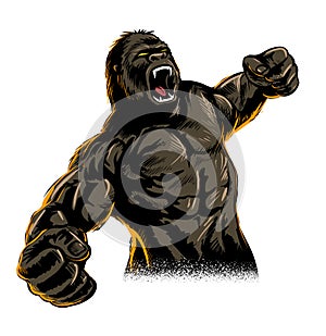 Comic book style roaring gorilla vector illustration.