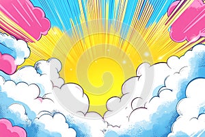 Comic Book Style Sunburst Clouds