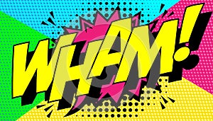Comic Book Style WHAM Text on Pop Art Dot Background