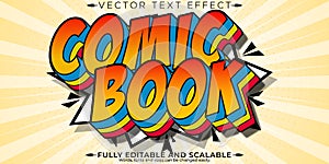 Comic book text effect, editable cartoon and pop art text style