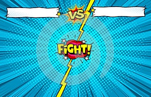 Comic book versus fight template background, superhero battle intro