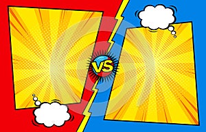 Comic book versus template background, battle intro, halftone print texture