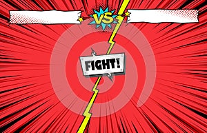 Comic book versus fight template background, superhero battle intro photo