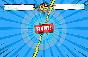 Comic book versus fight template background, superhero battle intro