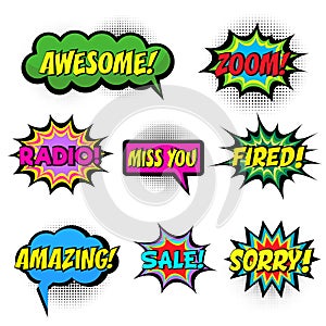 Comic book words. Comic speech bubble set