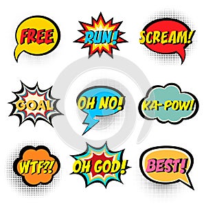 Comic book words. Comic speech bubble set