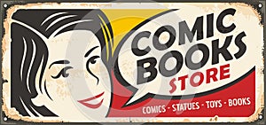 Comic books shop retro sign concept