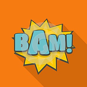 Comic boom bam icon, flat style