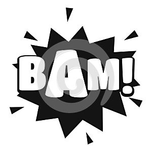 Comic boom bam icon, simple black style