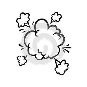 Comic boom effect clouds. Set of explosion bubbles and smoke. Vector illustration