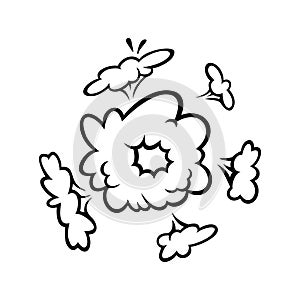 Comic boom effect clouds. Set of explosion bubbles and smoke. Vector illustration