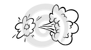 Comic boom effect clouds. Set of explosion bubbles and smoke. Vector illustration