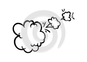 Comic boom effect clouds. Set of explosion bubbles and smoke. Vector illustration