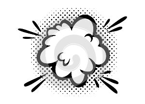 Comic boom effect clouds. Set of explosion bubbles and smoke. Vector illustration