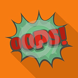 Comic boom oops icon, flat style