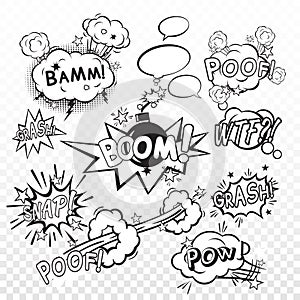 Comic boom set vector design illustration
