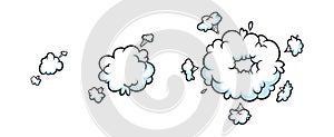 Comic boom smoke effect. Puff and burst clouds for surprising and explosive events. Vector illustartion
