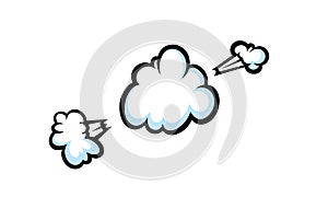 Comic boom smoke effect. Puff and burst clouds for surprising and explosive events. Vector illustartion