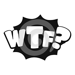 Comic boom wtf icon, simple black style