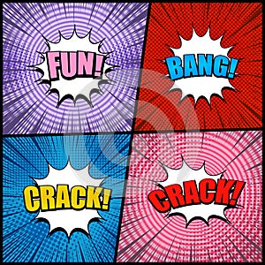 Comic bright backgrounds set