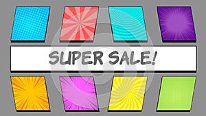 Comic bright banners composition