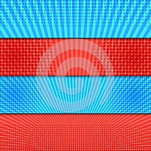 Comic bright horizontal explosive banners