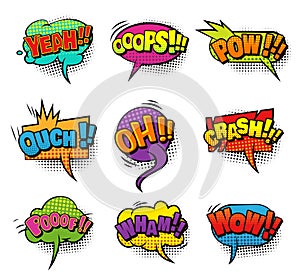 Comic bright speech bubbles set