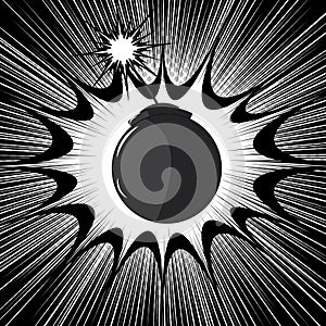 Comic bursting monochrome concept