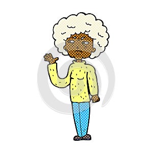 comic cartoon annoyed old woman waving