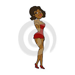 comic cartoon attractive woman in short dress