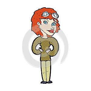 comic cartoon aviator woman
