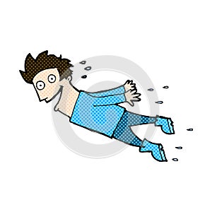 comic cartoon drenched man flying