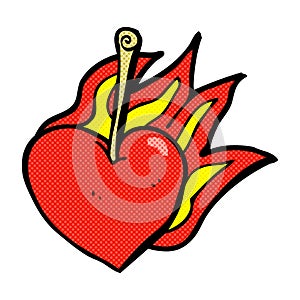 comic cartoon flaming heart cherry