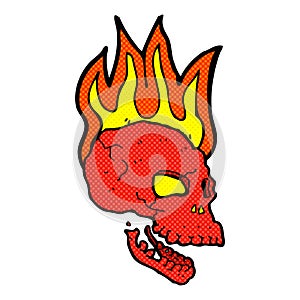 comic cartoon flaming skull