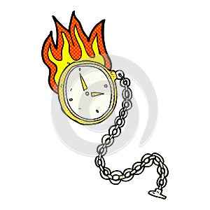 comic cartoon flaming watch