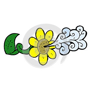 comic cartoon flower squirting water